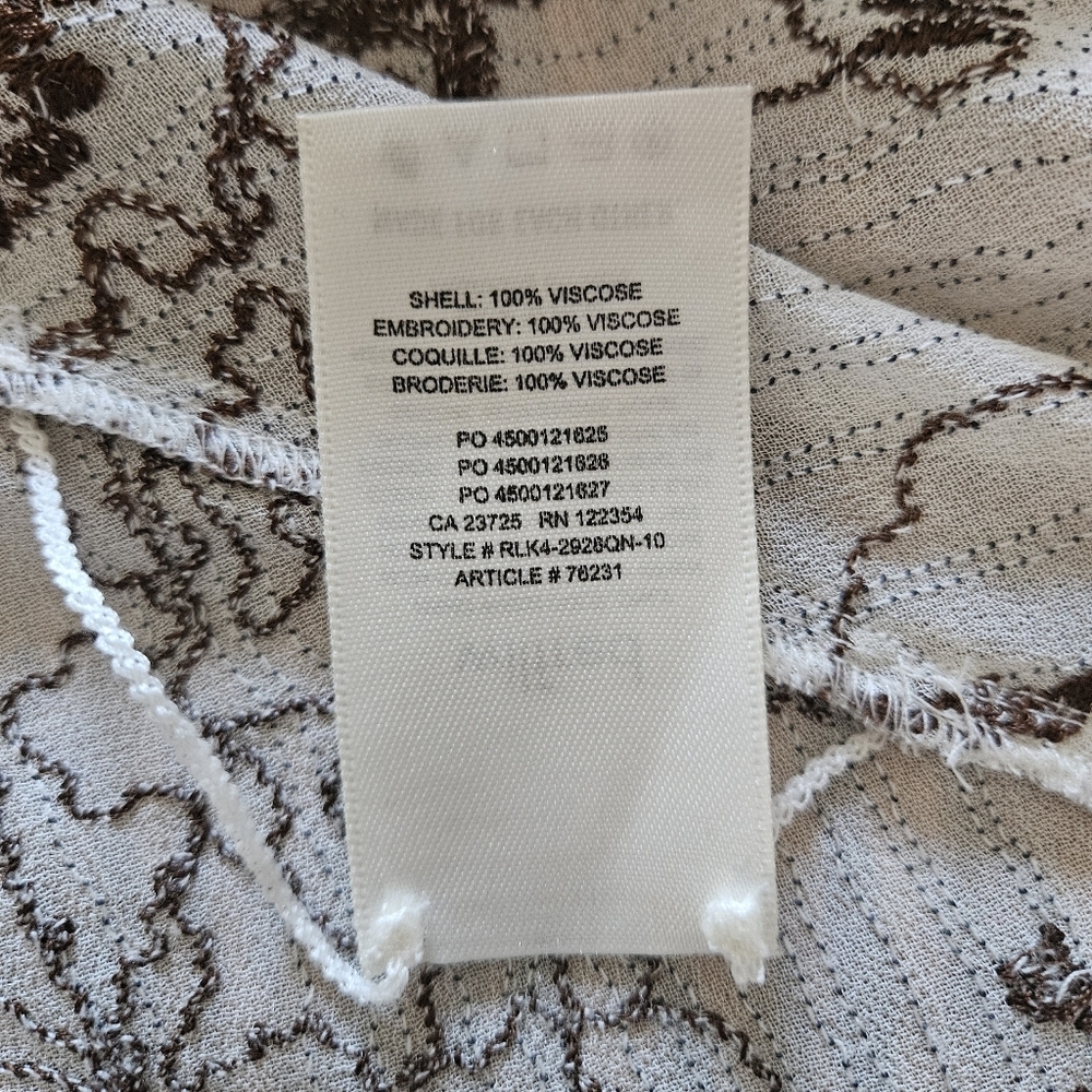 Wilfred Ellis Camisole Blue Brown Two Tone Embroidered Tie Straps Tank Large - Picture 8 of 8